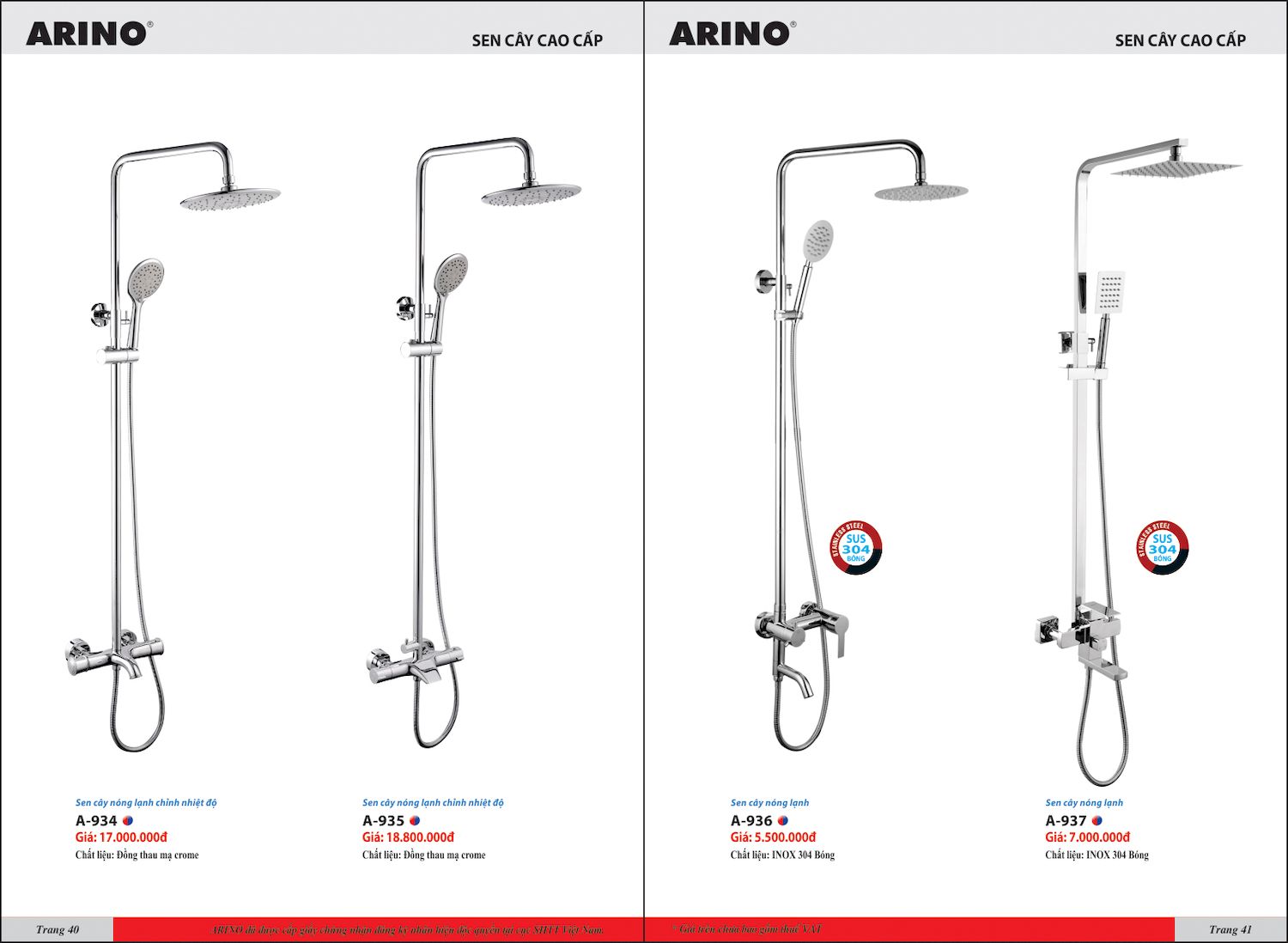 Thiết bị vệ sinh ARINO Catalogue và Bảng giá mới nhất /Page 21